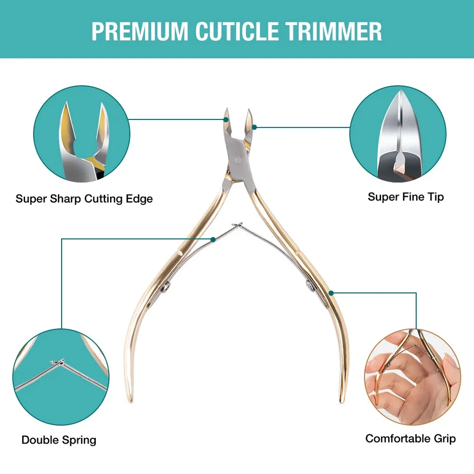 Tijeras para cutículas de uñas de acero inoxidable manicura pedicura herramientas piel muerta tijera Foto 4 de 4