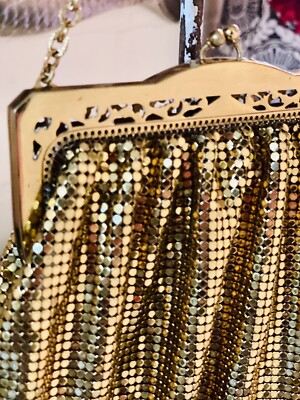 Vintage Whiting & Davis Dresden Enameled Gold Mesh Costume