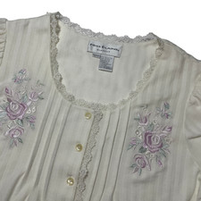 Miss Elaine Small Nightgown Classic Ivory with Embroidered Flowers