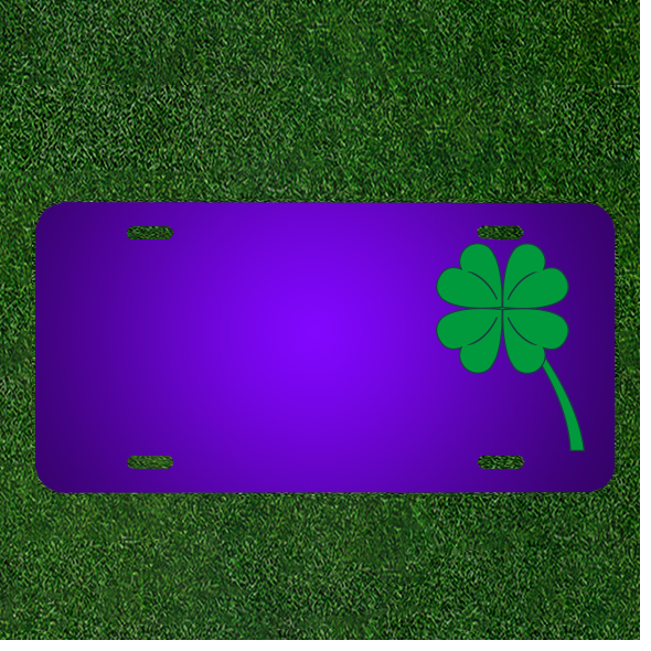 Custom Personalized License Plate with Name on Four Leaf Clover Design