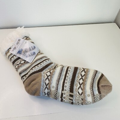 #ad Muk Luks Slipper Cabin Socks NWT Rubber On Bottom L XL 8 10 $13.99