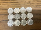 12 - Roosevelt Silver Dimes, 90%, All Readable Dates, Uncertified, Circulated