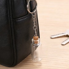 Mini Glass Bottle Keychain Set Reusable Transparent Jar with Lid for DIY Crafts