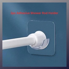 2/10pc Adhesive Shower Rod Holder, Tension Curtain Rod Bracket No Drilling UK