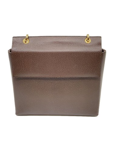 GUCCI Brown Leather Handbag Tote Bag Used Excellent Condition