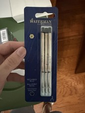 Waterman Ballpoint Pen Refills Black Medium Pt New In Pack 3 Refills