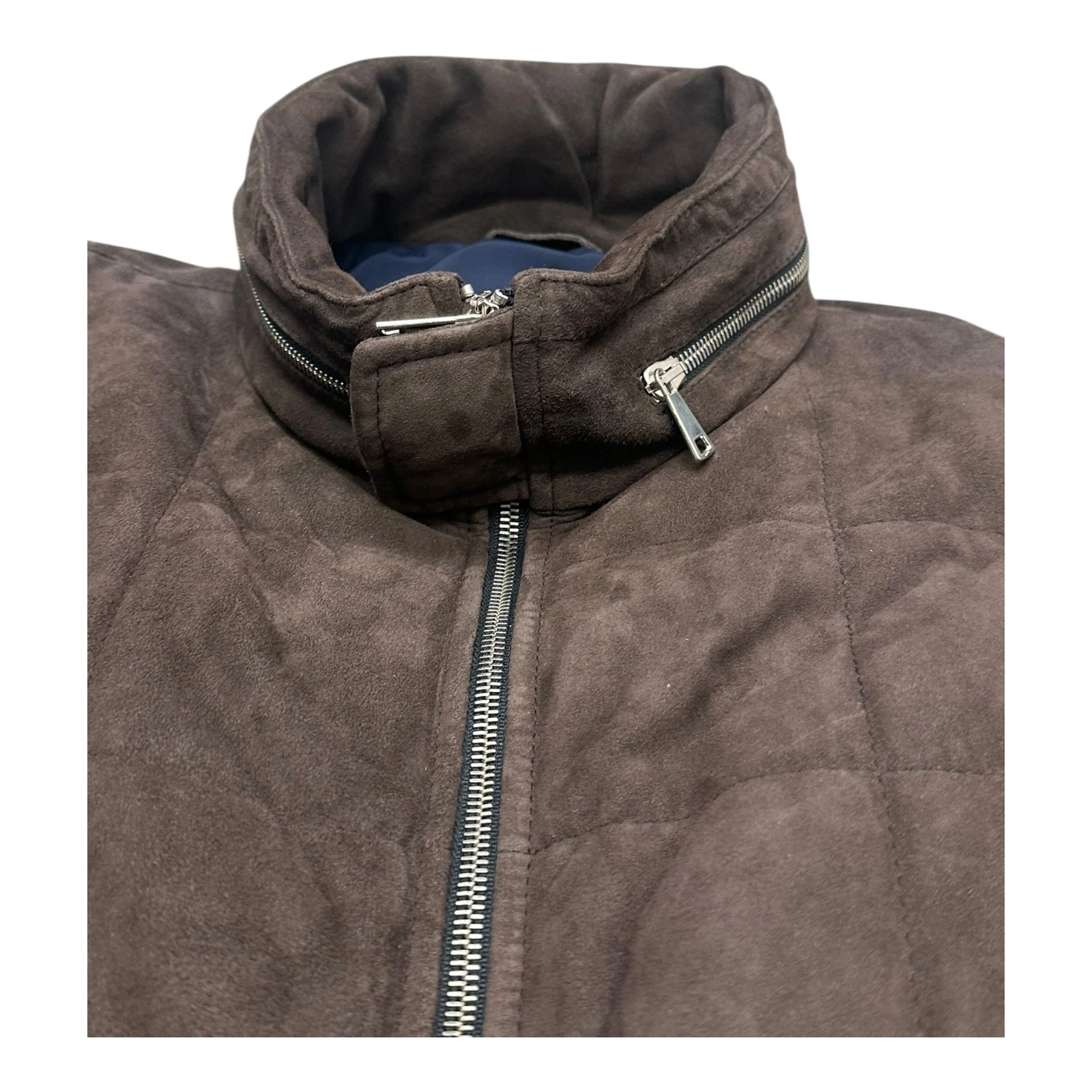 G. Inglese Italian Suede Jacket - Handmade Sartorial Bomber - Brown - Size 56 - product detail image 5