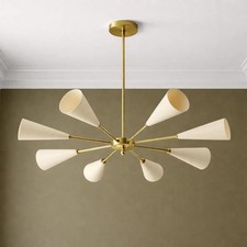 8 Arm Brass Sputnik Chandelier: Mid Century Modern Stilnovo Style Pendent