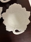 Fenton Milk Glass Maple Leaf Shaped Serving Plate Stem Handle Dish — photo 5