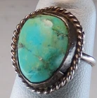 Vintage Navajo Sterling Silver Royston Turquoise Adjustable Pinky Ring Size 3.5