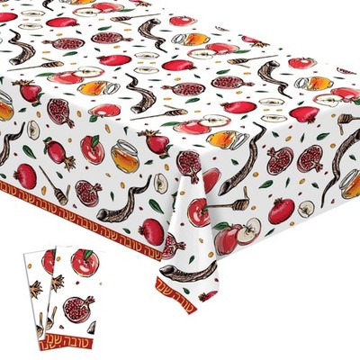 Rosh Hashanah Tablecloth Shana Tova Jewish New Year Holiday Party Decoration ...