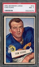 FB - 1952 Bowman Large - #13 - Tom Fears - PSA 7 - NM