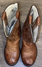 Old West Boots Youth Size 6.5 D Brown Leather Cowboy Boots Child s GUC Color Not