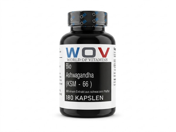 Wov Bio Ashwagandha KSM-66 180 Kapseln Mit Piperin Hochdosiert Premium Vegan-image
