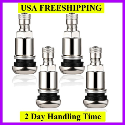 #ad 4 Piece Universal Metal Valve Stems Silver 11.3 mm High Pressure Cars SUV... $11.99