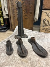 Antique Cast Iron Cobbler Shoe Making Repair Molds Forms Boot Form Stand Set BCS