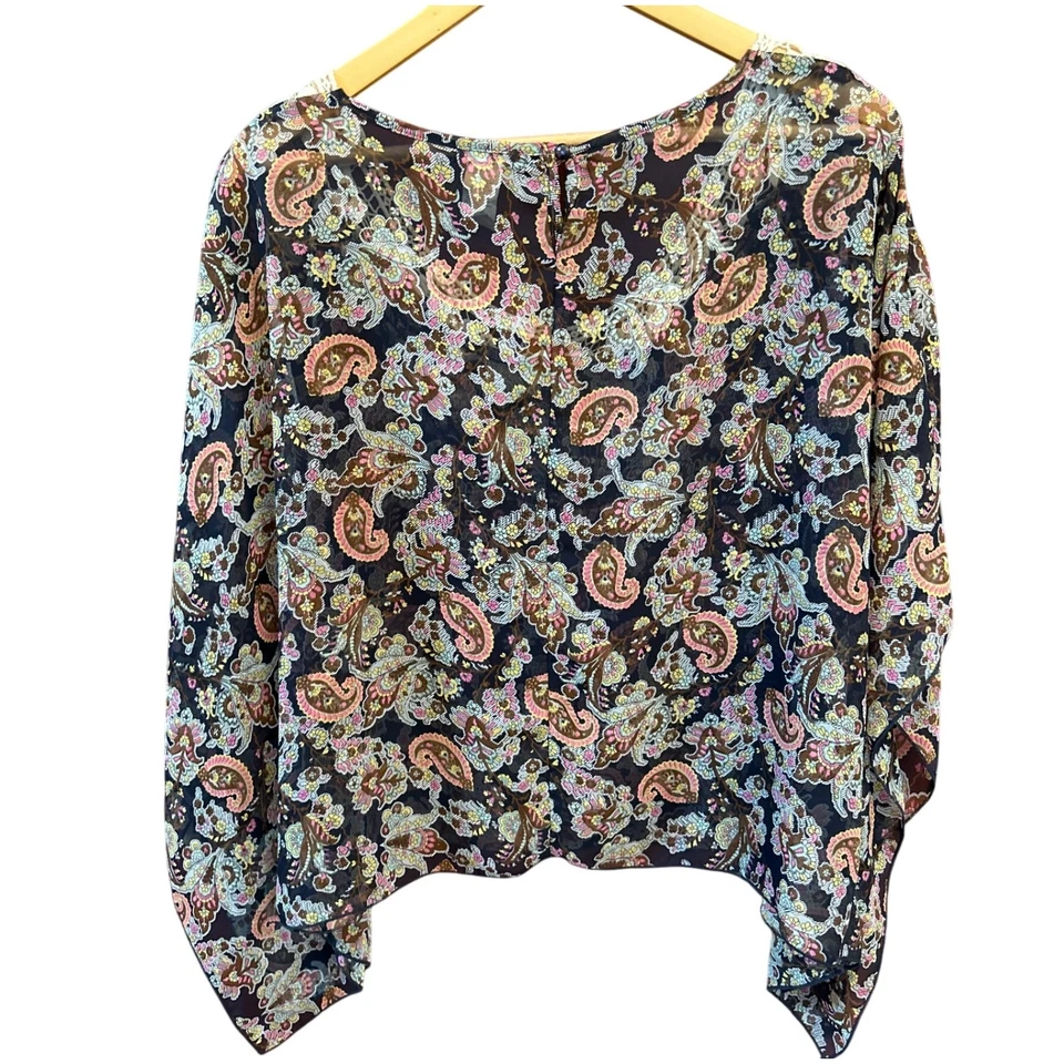 Lily White Boho Paisley Crochet Trim Blouse XL Made USA Festival Top Y2K Style - Image 3 of 4