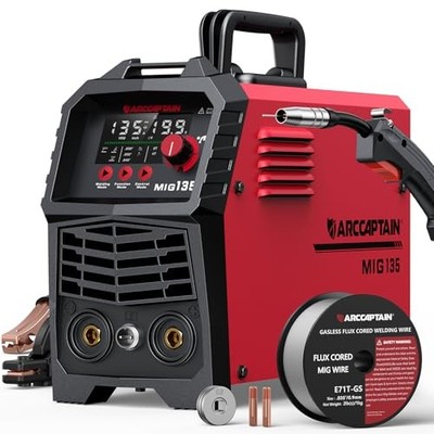135A MIG Welder, 2025 Newest [Large LED Display] 110V Welder Flux Core MIG, Lift