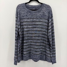 ST JOHNS BAY Womens Crew Neck Long Sleeve Striped Knit Top Blue XL