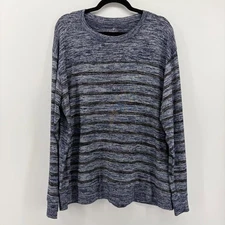 ST JOHNS BAY Womens Crew Neck Long Sleeve Striped Knit Top Blue XL