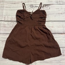 Aerie Romper Spaghetti Straps Shorts Brown Women's Size Small