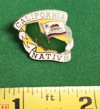 California Native Pin with State Map and Flag