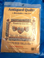 Dimensions Antiqued Quilts Friendship Heart Strings Wall Hanging Mini Quilt 1989