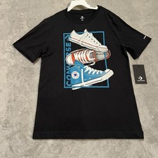 Camisa Converse Juvenil Grande 12-13 AÑOS Negra Chuck Taylor Zapatos Camiseta Gráfica