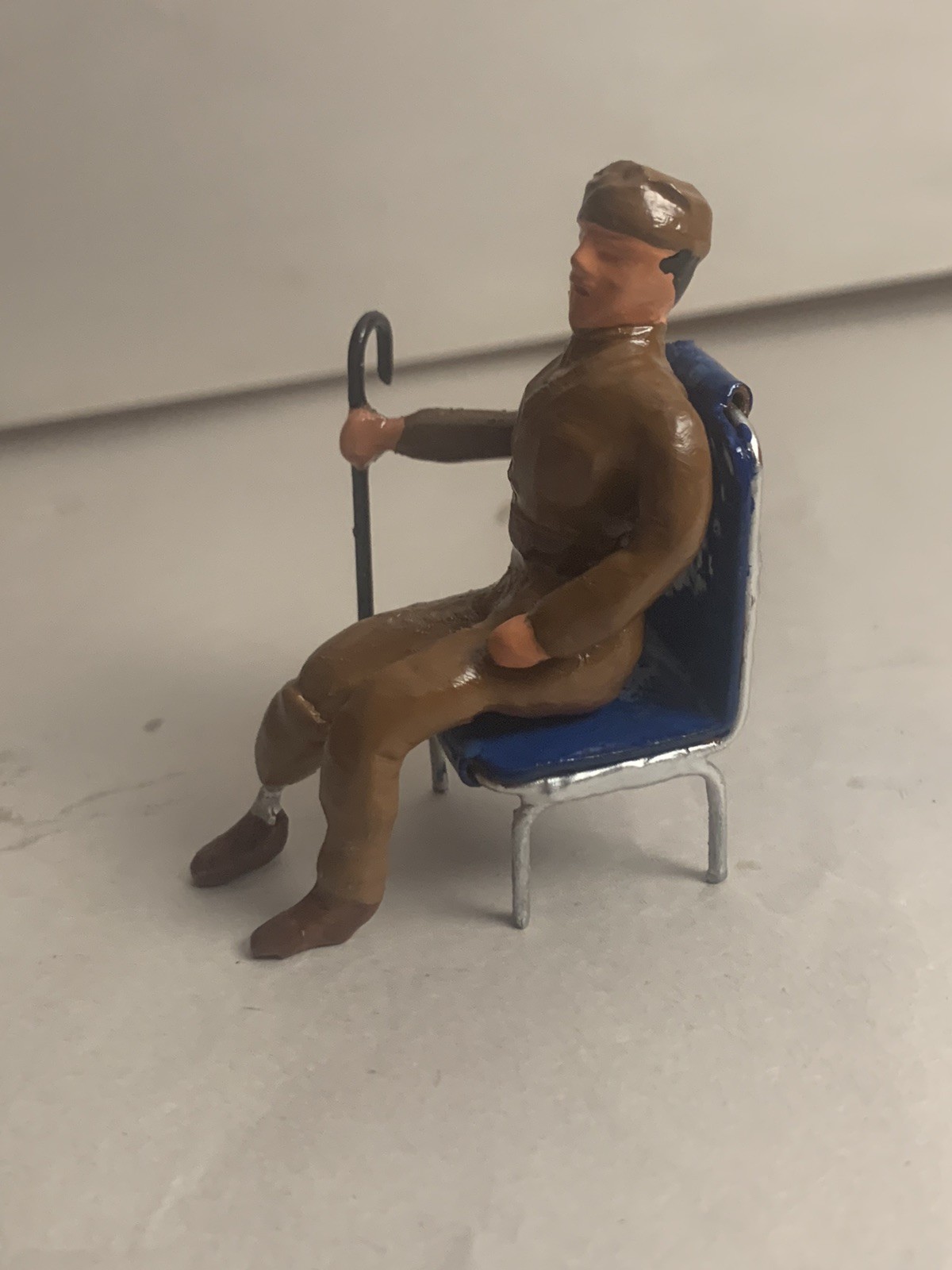 Toy Soldier w/ Prosthetic Leg Seated Barclay Manoil Jags Toy Conversions