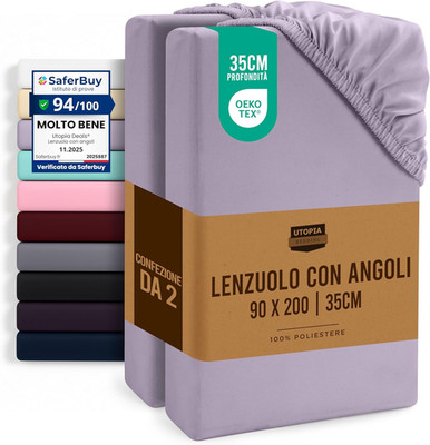 Utopia Bedding 2er-Set Bettwäsche mit Ecken eineinhalb Französisch - 90x200