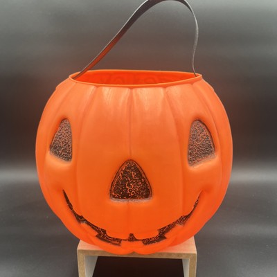AJ Renzi Double Sided Plastic Bucket Jack O Lantern Pumpkin And Witch #1100 Pail