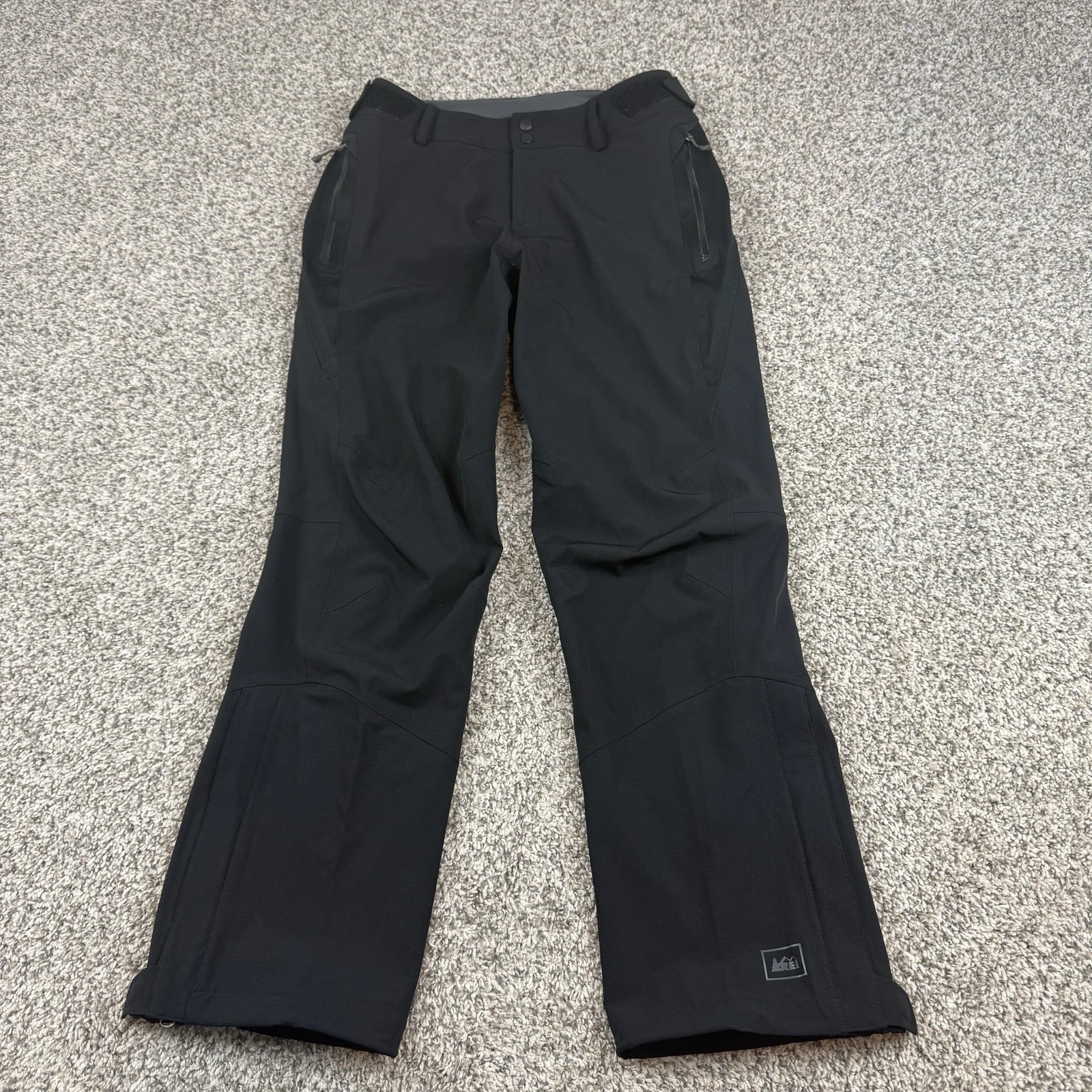 REI E1 Elements Pants Womens 10 Black Rain Hiking Stretch Outdoor Trail