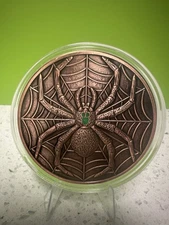 Spider Glow in the Dark 5 oz Copper Round Coin 999 Avdp New in Capsule 