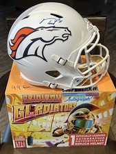 TROY FRANKLIN SIGNED DENVER BRONCOS FS ALTERNATE SPEED REPLICA HELMET BECKETT QR