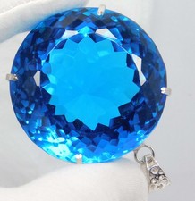 Certified 382.50 Ct Natural Blue Aquamarine Pendant Round Gemstone 925 Silver
