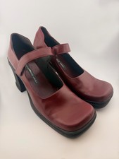 Nine West Cloud 9 Womens 9.5 Burgundy Leather Mary Jane Platform Heels