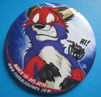 Furnal Equinox 2016 Furries/Furfan convention Fox & Spider pinback free shipping