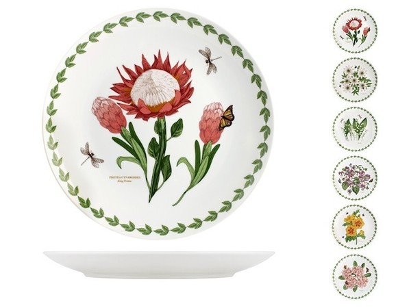 Set H&H Neu 6 Flache Teller Blumen Aus Dekoriertem Porzellan Cm 27-image