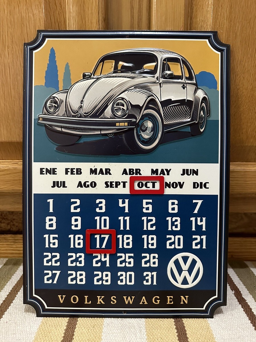 Volkswagen Calendar Sign Yearly Spanish VW Bug Beetle Vintage