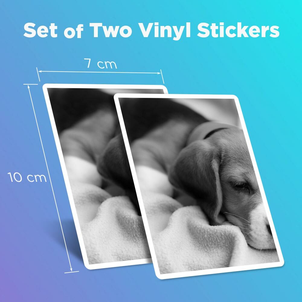 2 x Vinyl Stickers 7x10cm - BW - Cute Beagle Puppy Sleeping Dog #42752 ...