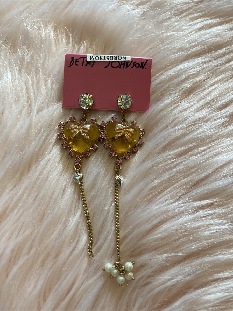 Betsey Johnson Lucite Heart Earrings