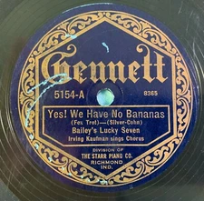 Bailey's Lucky Seven 78rpm 10" Recorded May 10th, 1923 Gennett #5154