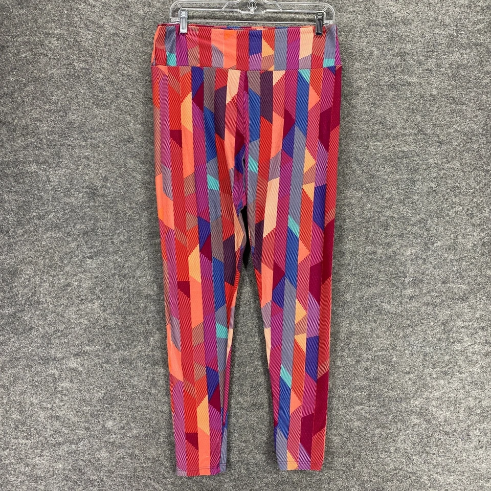 LuLaRoe Leggings Mujer 8 Rosa Naranja Geométrico Atlético Cintura Elástica Ajustada  Foto 3 de 4