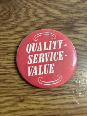 Quality Service Value Pin Button 2-1/2'' 1970s