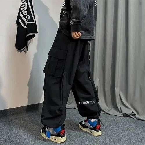 Mens Loose Wide Legs Overalls Casual Trousers Streets Baggy Cargo Pants Hip Hop - Bild 14 von 26