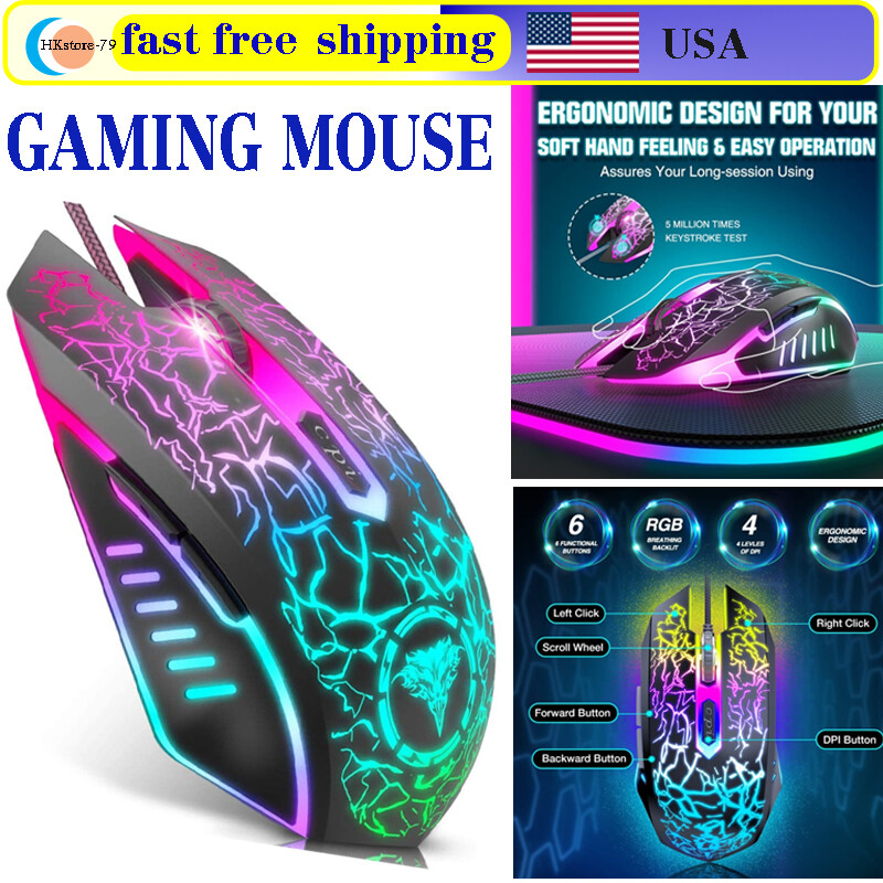 RGB Backlit Wired Gaming Mouse with 4 Adjustable DPI Levels for Precision Control-image