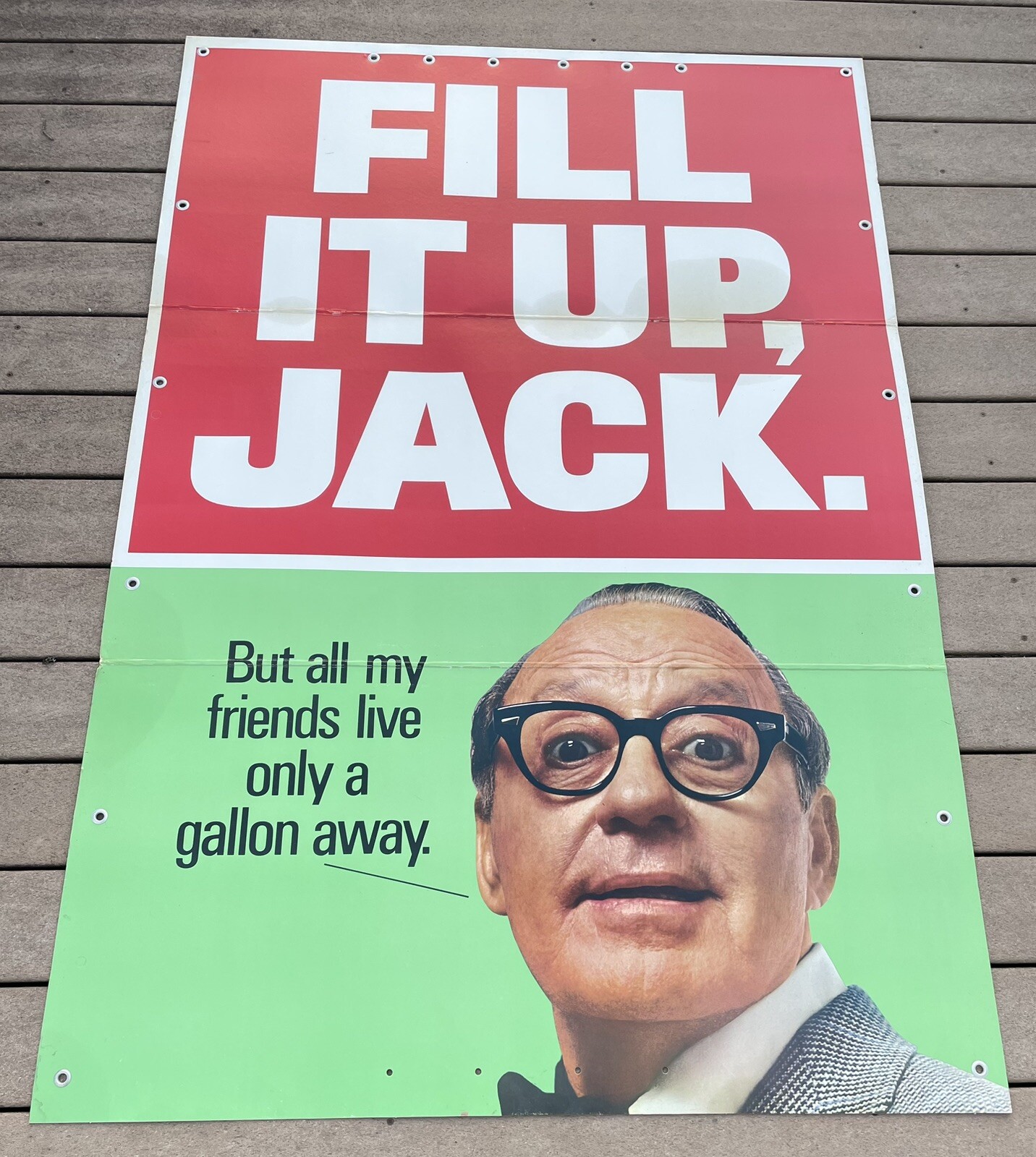 1960’s Texaco Sky Chief Gasoline Sign Jack Benny “Fill It Up, Jack” 70”x48”
