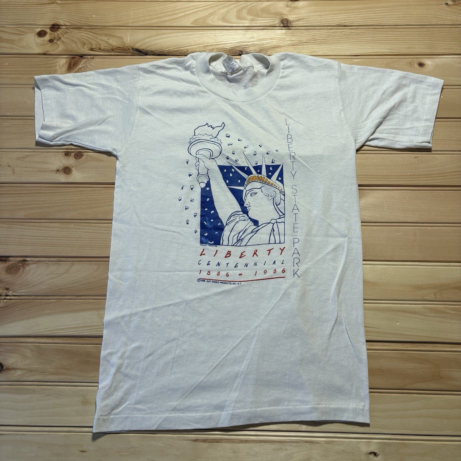 Vintage 80s New York City Liberty Centennial State Park Statue 1986 Shirt Medium