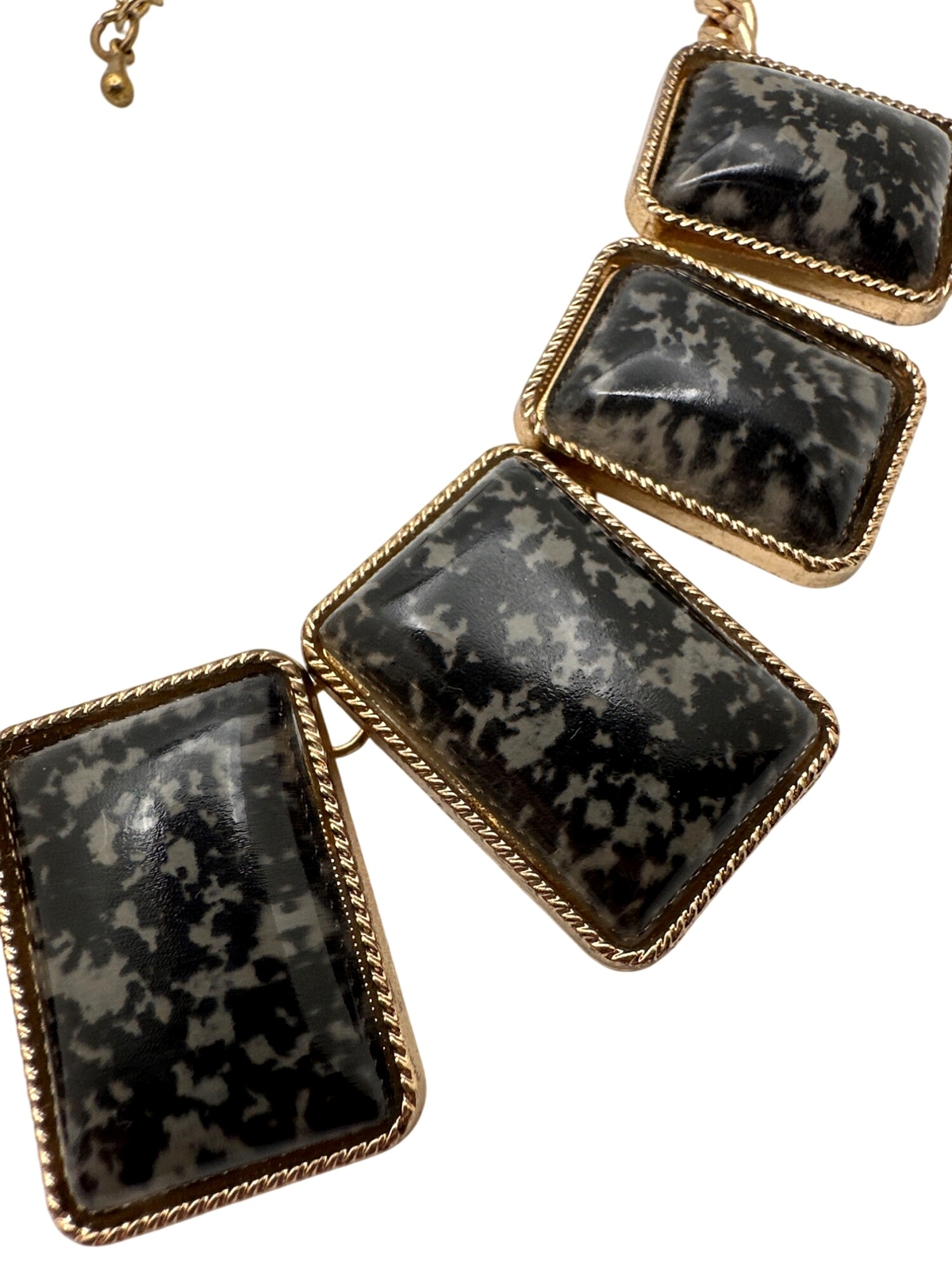 Statement Black Gray Rectangular Pendant Necklace… - image 3