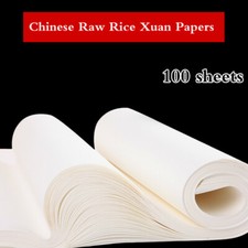 100 Sheets Raw Rice Xuan Paper Ink Absorption Calligraphy Painting Supplies Arts
